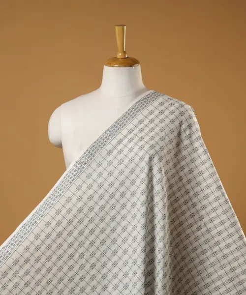 White - Prewashed Cotton Jacquard Fabric